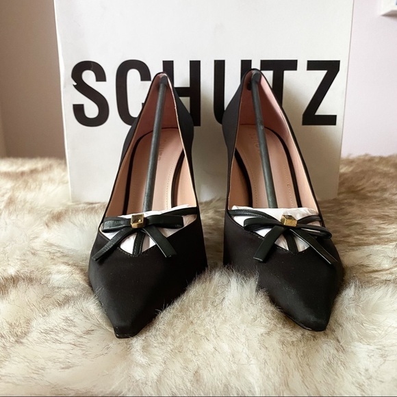 Schutz Gracia Satin Pointed Toe Pumps Black Size 9.5B NIB - Picture 4 of 10